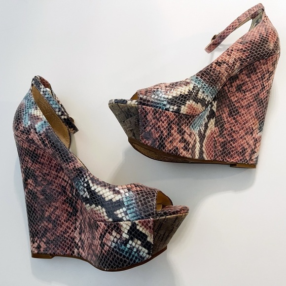 Jessica Simpson Snakeprint Colorful Wedge Heels Shoes - Picture 4 of 15